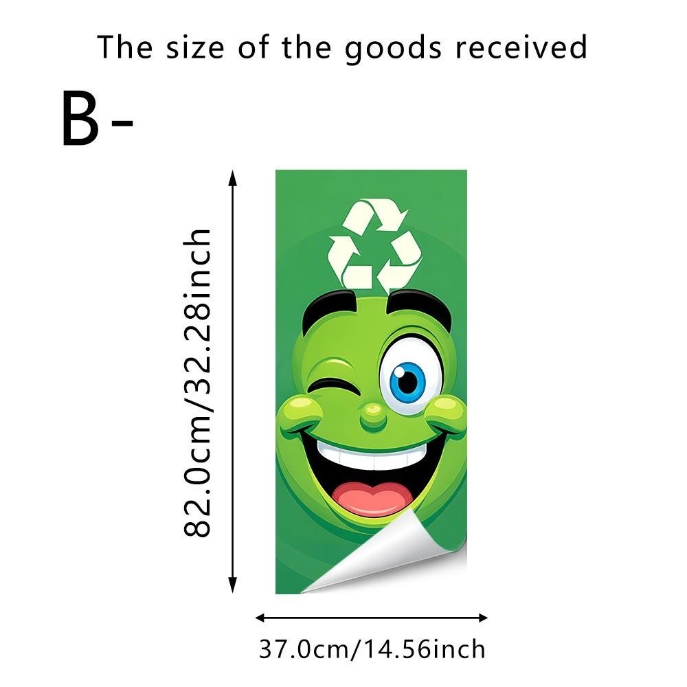 Funny Cartoon Face Trash Bin Sticker Water Block Vivid Expression Recycle Bin Sticker Easy Paste Sun Proof Tough Bin Wrap Decal