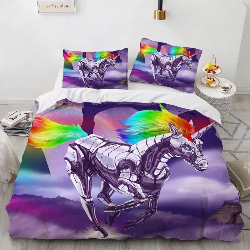 Dream Starlight Unicorns Bed Cover Set Bedclothes Soft Duvet Cover Sets Children Kids,twin Ful Bedrom Set Home Textile Comfortable Quilt Cover Set