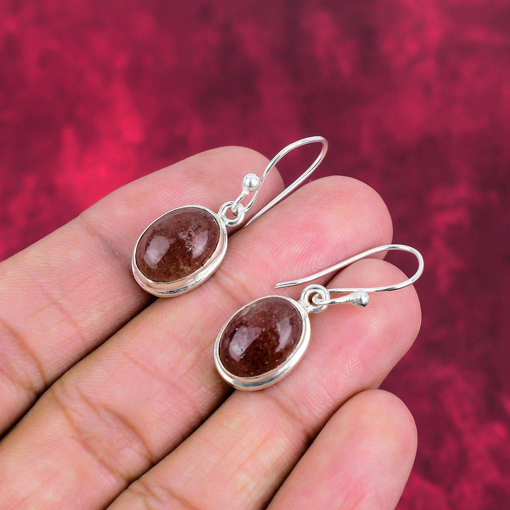 Strawberry Quartz  Earrings Gemstone Jewelry, 925 Solid Sterling Silver Handmade Earrings, Latest Design Jewelry