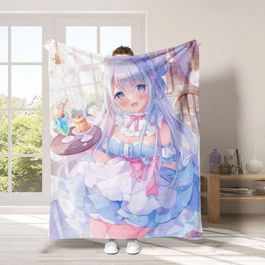 Anime beautiful girl digital-printed polyester Bedroom velvet flannel cover blanket Fleece soft sofa cover blankets for beds