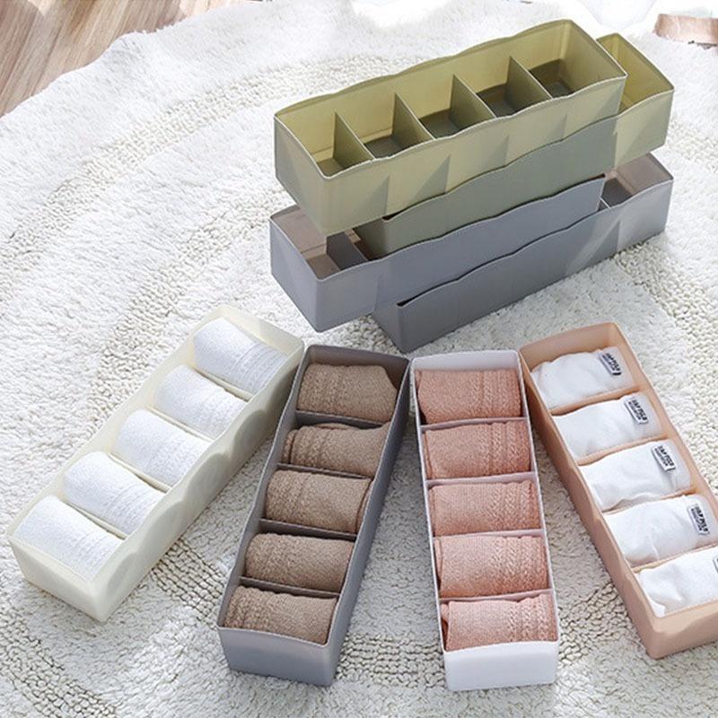 5 Grids Underwear Socks Storage Box Plastic Drawer Closet Organize Sorting Box Divider Desk Accessories Storage Basket