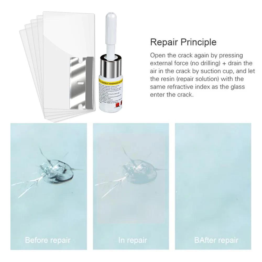 Fluido per Riparazione Vetri Auto Kit Riparazione Graffi Vetri Crepati Strumento Ripristino Crepe Vetro Auto Finestrino Auto