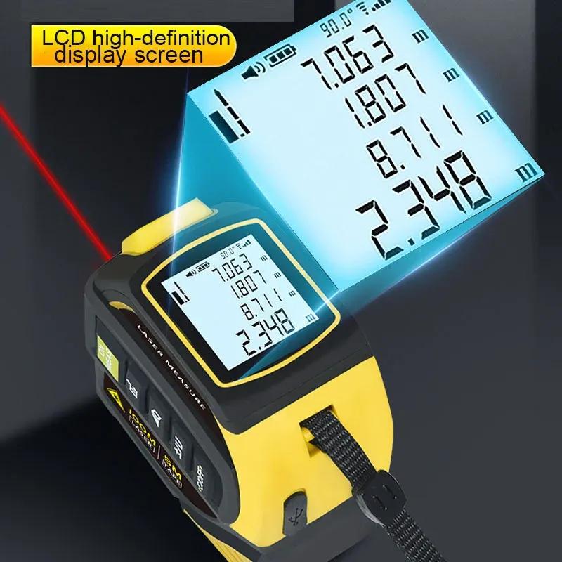 

4 in-1 Laser Rangefinder Bluetooth 5M Steel Tape Rangefinder 40m/60m/80m/100m Indoor Laser Measuring Instrument Laser Ruler 40m Bluetooth