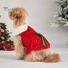Easy to Wear Dog Apparel Christmas Velvet Dress, Red Festive Dress with Fleece Collar, Cute Sleeveless Puppy Clothes for Cold Weather Cozy Holiday