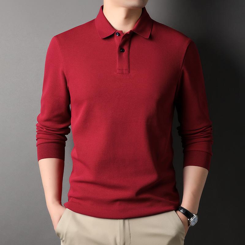 Fall Men's Long Sleeve Polo Shirt Men's Fashion Casual New Style Lapel Cotton Solid Color Men's T-shirt