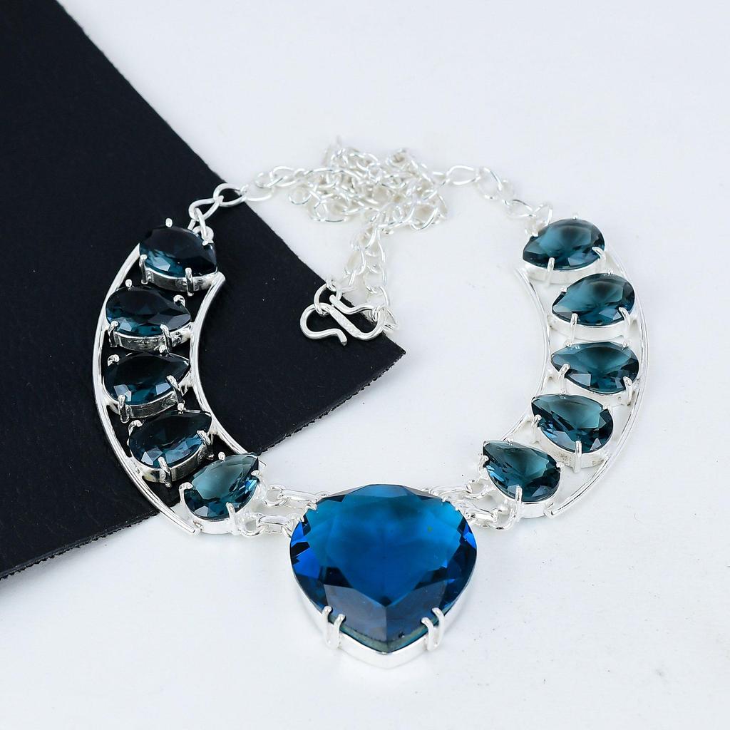 Amazing Indocolite Gemstone Handmade 925 Sterling Silver Electroform Necklace,indocolite Silver For Wife Unisex Pendant Wadding Gifts