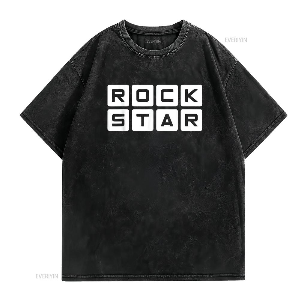 Rock Star Design T Shirt vintage Washed homme Top For Everyday Wear Comfortable Stretched designer clothes Breathable Unisex