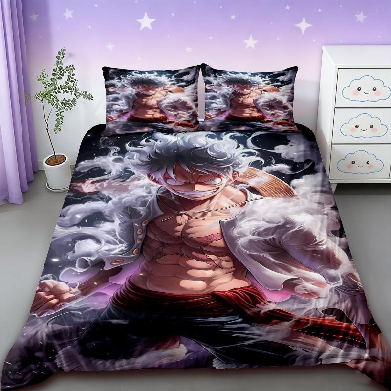 One Piece Duvet Cover Cartoon Luffy Bedding Set Soft and Comfortable Queen/King Twin Full Size Teens Boys Boys Gifts Soft Cozy