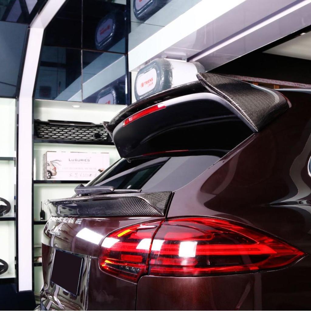 Carbon Fiber Center Roof Spoiler for 2015-2017 Cayenne 958.2 in Wet Carbon Finish with Adhesive.