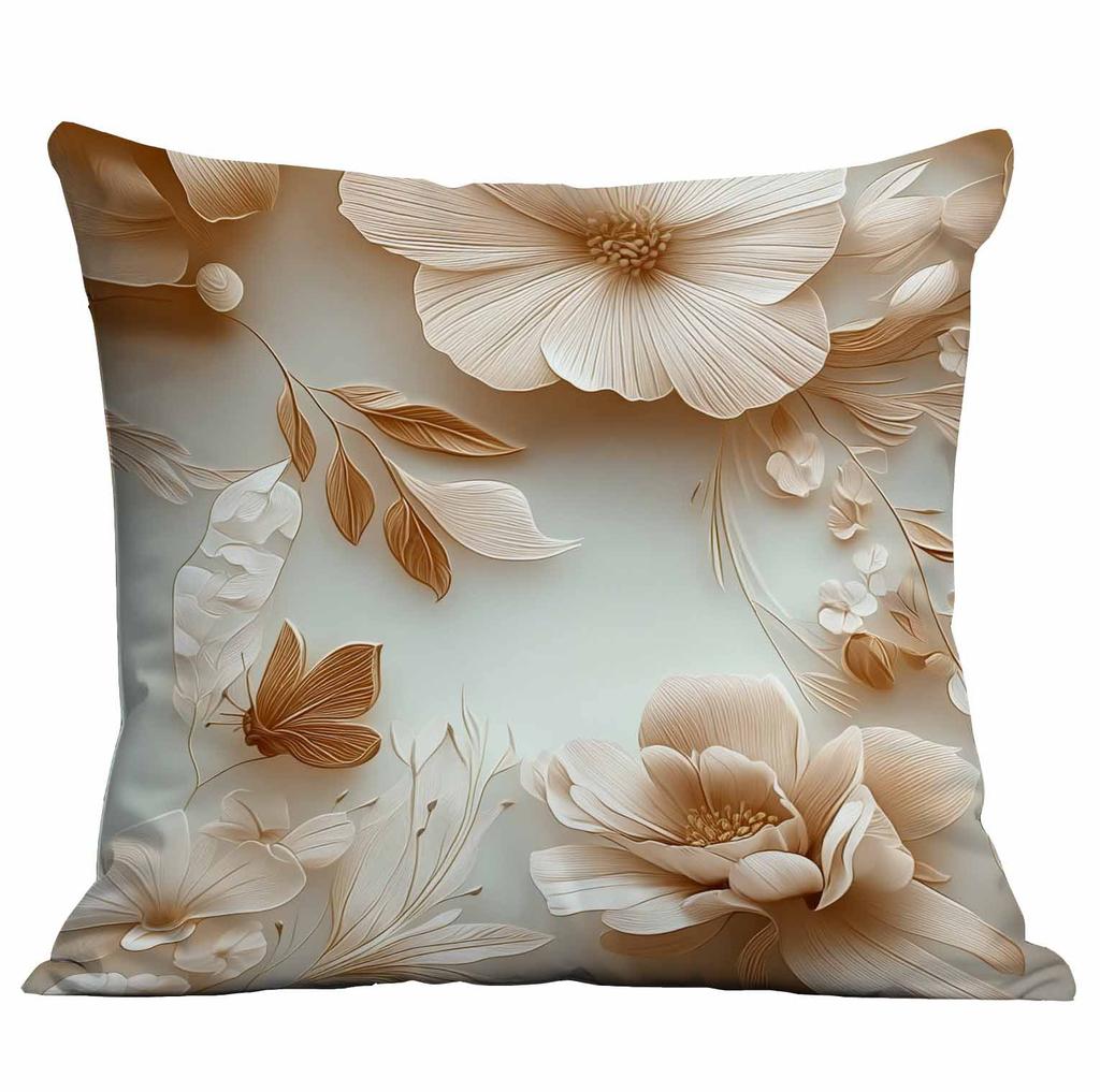 Spring and Summer 3D Floral Print Pillowcase Home Sofa Cushion Pillowcase