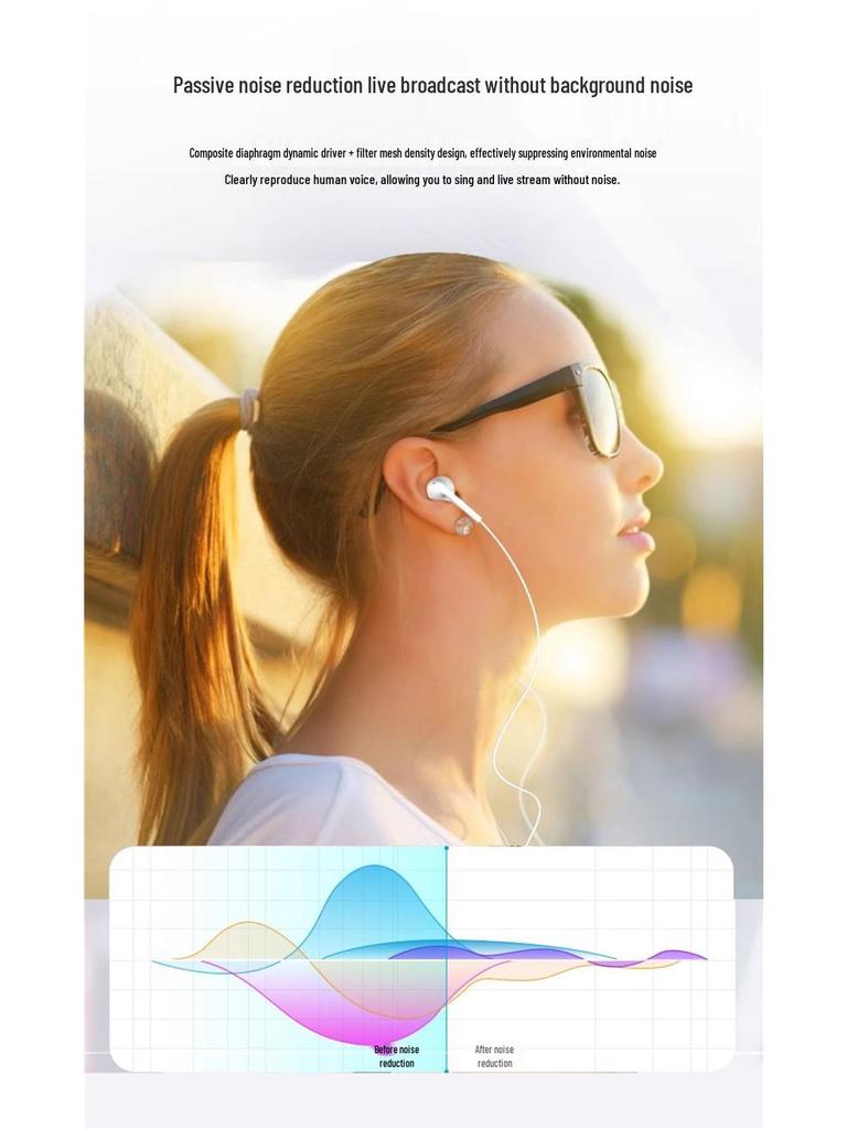 In-Ear Wired Computer Headphones with 2-3 Meter Cable & Microphone for Live Streaming