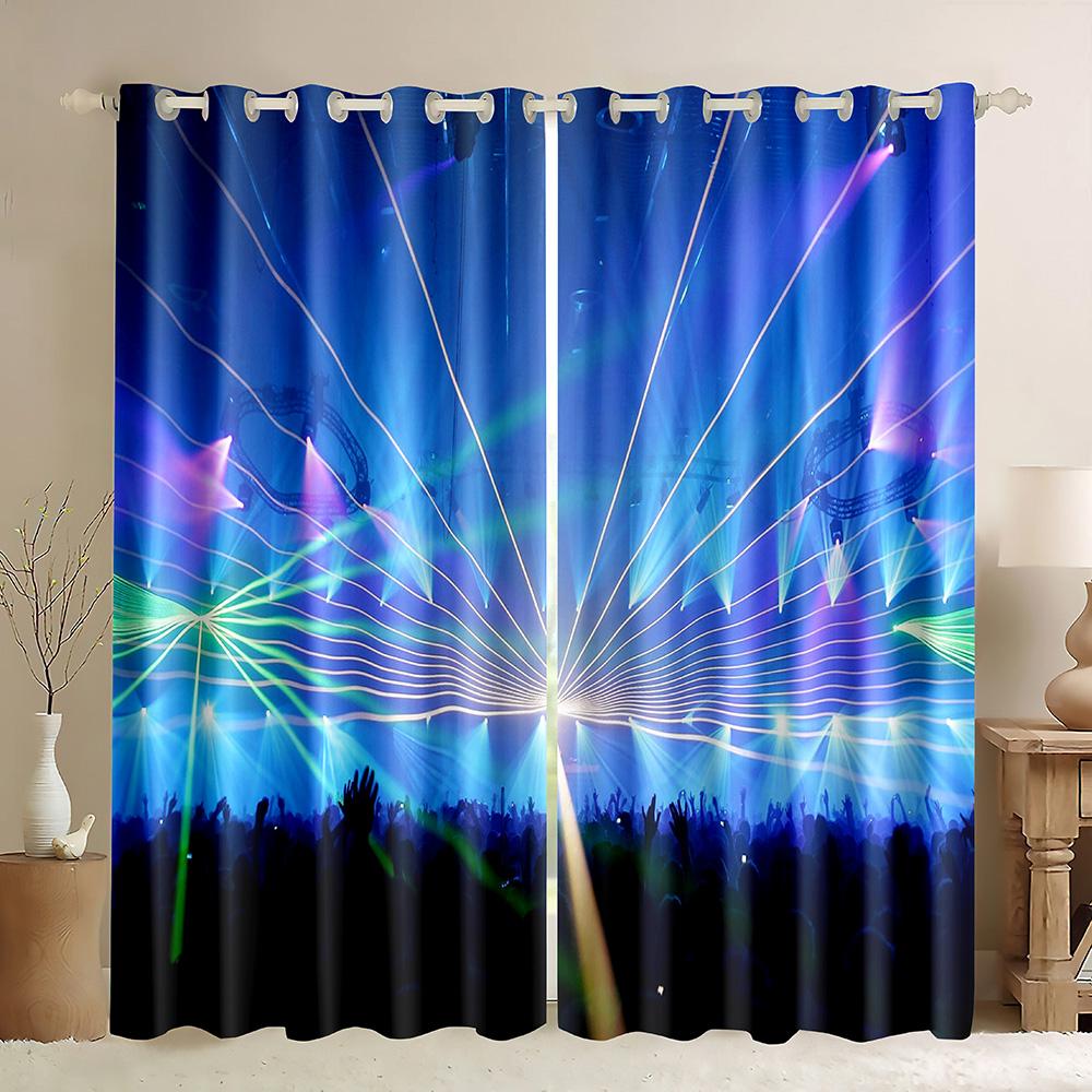 Cheap Custom Rock Music Guitar Thin Window Curtain Retro Musical Note Printed Curtains for Bedroom Kitchen Home Decor 2 Panels