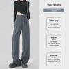 Women's High-Waist Black Wide-Leg Suit Pants - Autumn Casual, Slim, & Straight Leg Fit