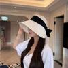 Cotton Linen Blend Fisherman Hat With Bow Decoration For Women Summer Sun Protection Wide Brim Casual Sunhat