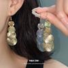Irregular Matte Round Fringed Ear Hook Light Luxury High-end Earrings Metal Cold Wind Earrings Design Sense Niche