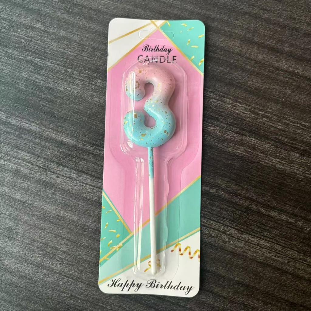 Ins Galaxy Gradient Digital Birthday Candle Ornament Pink Blue Purple Layout Party Cake Baking Plug-in Card