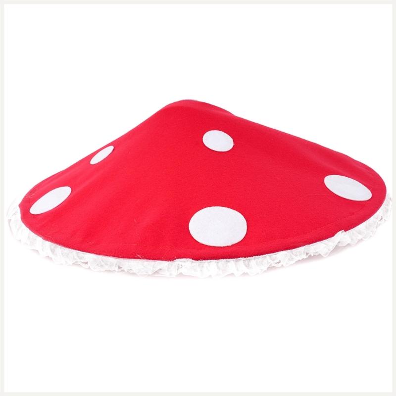 Nonwoven Mushroom Cap Lace Trim Headgear For Halloween Costume Cosplay Event And Theme Party Gathering Photography