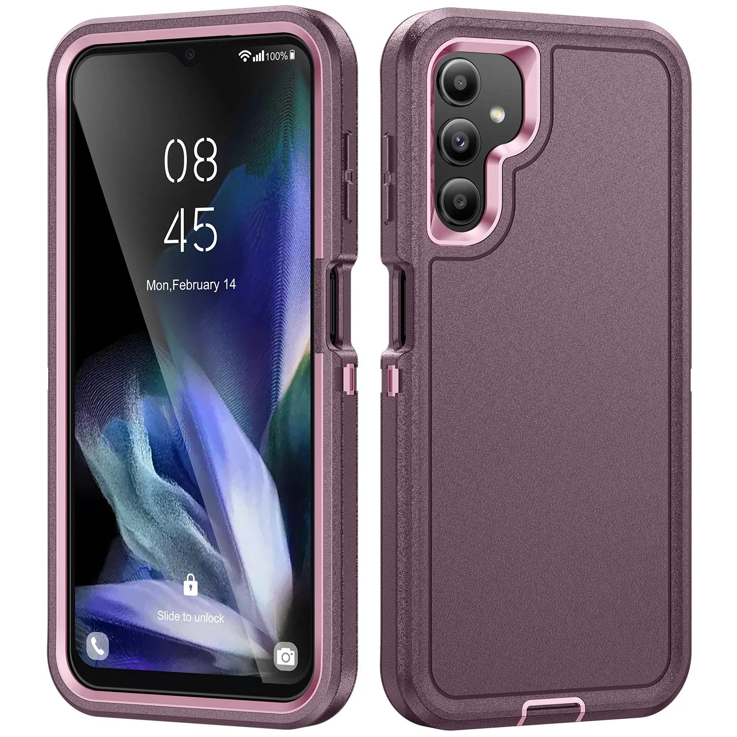 Étui Blindé 3 en 1 Robuste Pour Samsung Galaxy A17 A07 A56 A36 A26 A16 A06 A55 A35 A25 A15 A05S A54 A34 Housse de Protection Anti-Chute Galaxy A17 5G violet
