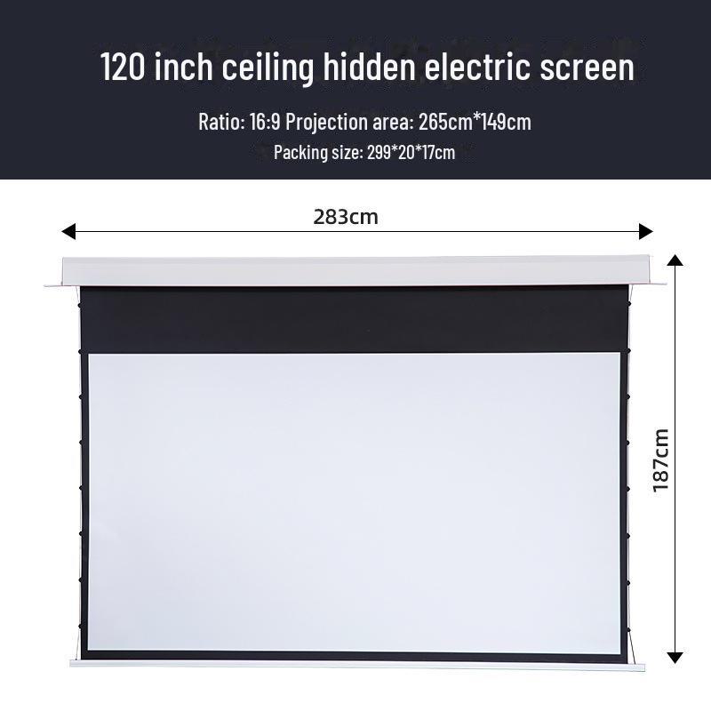Concealed Ceiling Electric Lifting Projector Screen - High-Definition Pull-Wire Design