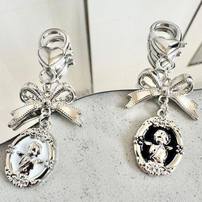 Retro Angel Keychain Girls For Women Girl Cute Bowknot Keyring Car Key Chain Holder Trinket Bag Charms Pendant Jewelry Gift