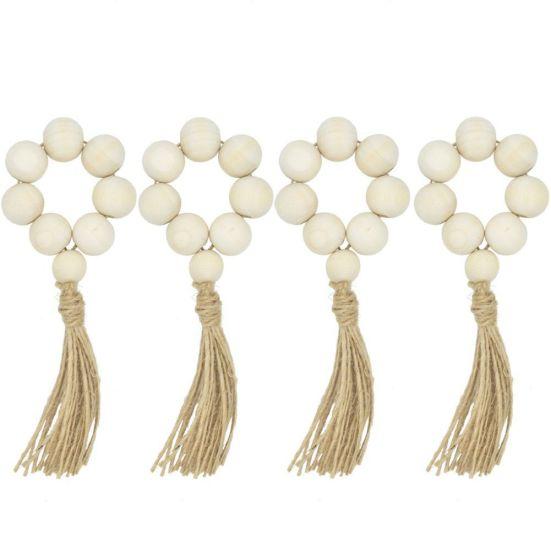 

4 шт. держатели для салфеток деревянные бусины деревенские кольца украшение стола кольца для салфеток