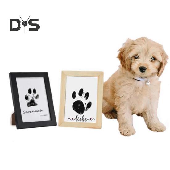 1 sett Pet Paw Printing Kit med fotoramme i tre DIY Hund Katt Potetrykk Inntrykk Valp Kattunge Poteavtrykk Minnesmerke Bilderamme Dekorasjon Kjæledyr elsker