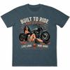 Built To Ride Born To Be Free T-Shirt Pin Up Girl Biker Motorcycle Retro Tee