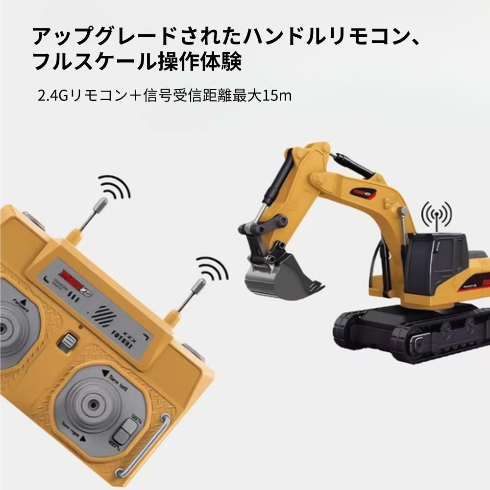 164 Scale Mini RC Forklift, 2.4G 10KMh Fully Proportional Mini RC Transport Vehicle with Controller, Cargo Hook, Forks, and Pallet (Excavator)