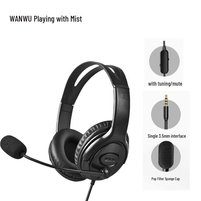 USB Noise-Cancelling Over-Ear Headset with Microphone for Telemarketing & Customer Service