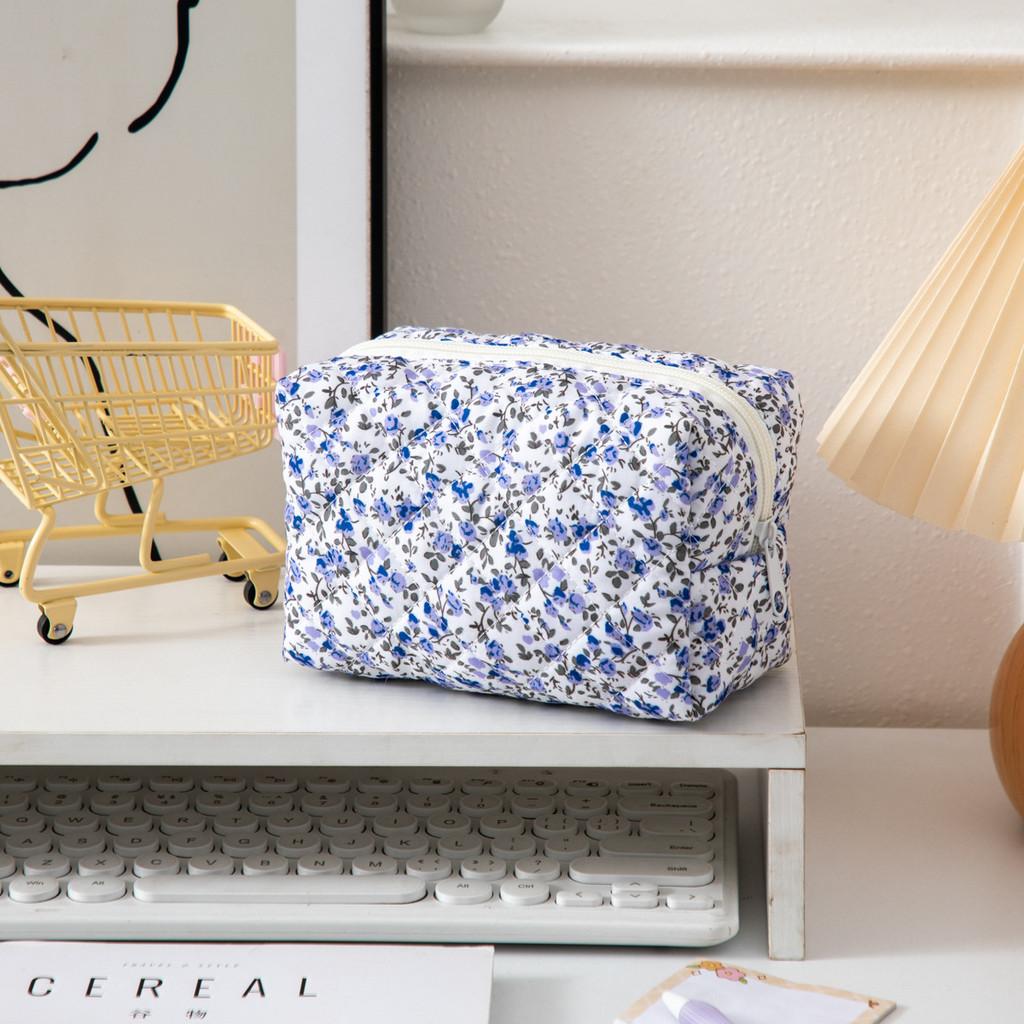 Floral Makeup Bag Large Capacity Organizer With Zipper For Travel And Home Use