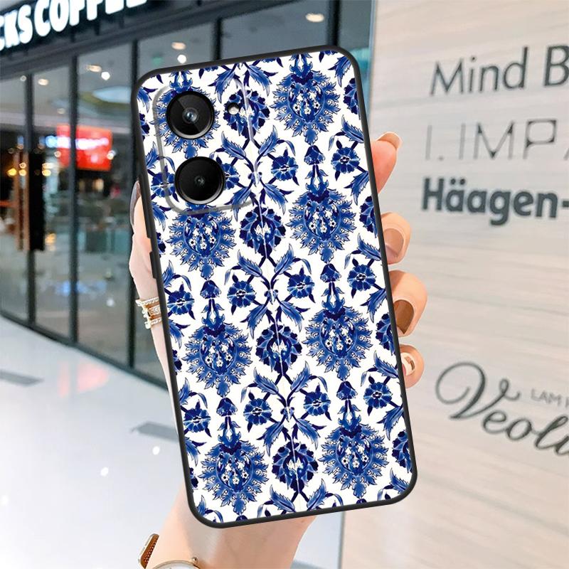 Blue and White Porcelain Case For Realme 15 14 13 12 11 Pro Plus GT6 GT7 Pro C55 C51 C35 C53 C61 C65 C67 C63 C71 C75