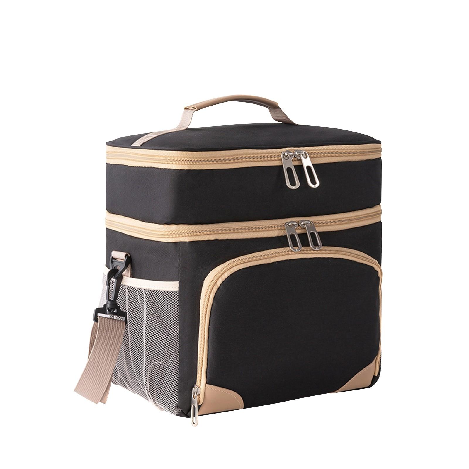 

Изолированный большой ланч-бокс, двойной сверхпрочный ланч-сумка, герметичная сумка-холодильник, подходит для мужчин и женщин, взрослых, полет на пляж, однодневная поездка One Size чёрный