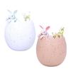 Cute Eggshell Rabbit Figurine Resin Tabletop Ornament for House Decor Easter Miniature Decoration
