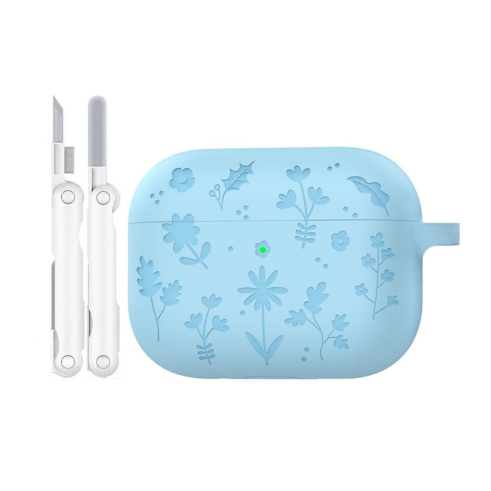 Cute Soft Silicone Case Compatible with airpodspro3 3D Flower Cartoon Cover with Keychain Cleaning Kit Protective Case