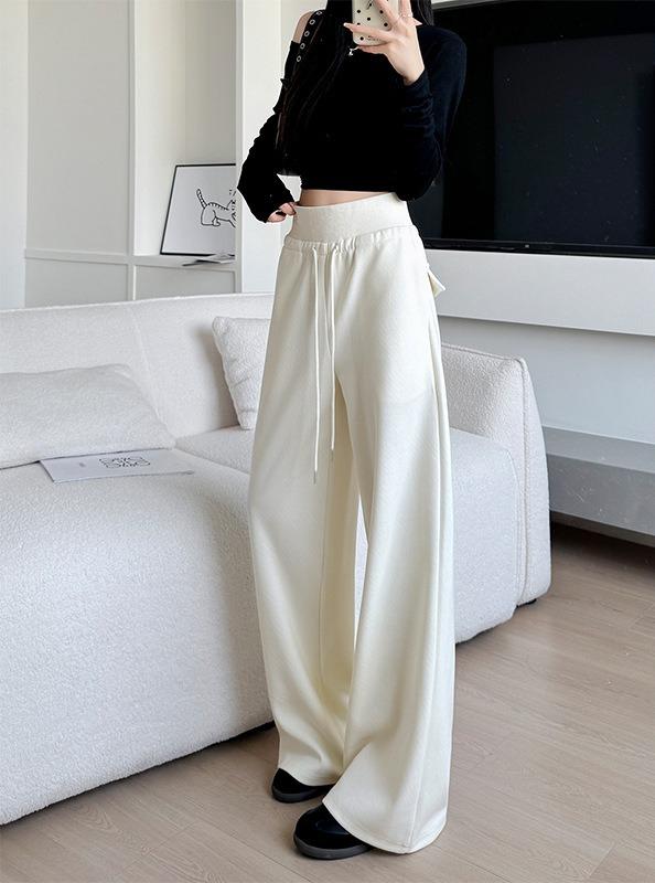 Women's High Waist Drawstring Wide Leg Sweatpants Casual Loose Trousers with Pockets