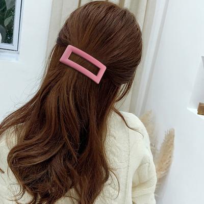 8cm Square Spring Hair Clip For Women Vintage Simple Frosted Hairpin Girls Daily Outdoor Hair Clip Elegant Hair Accessories 1pc