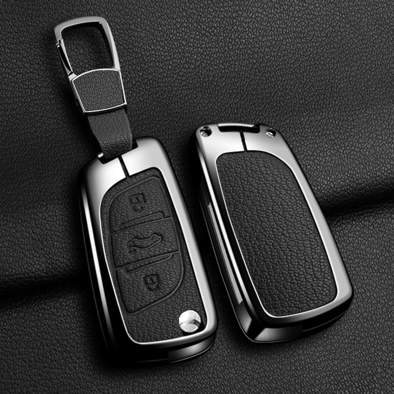 

Suitable for Peugeot 107 207 306 307 407 308 607 car remote key protection cover, zinc alloy+leather car key protection shell