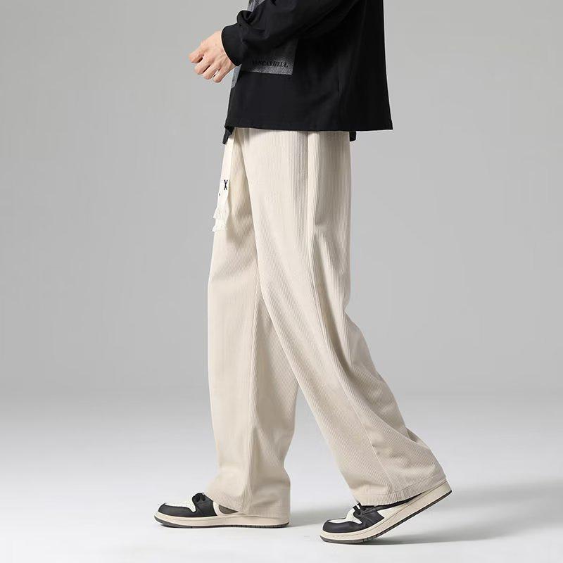 Men's 2023 Corduroy Casual Wide-Leg Trousers - Trendy Spring/Autumn Straight-Leg Pants