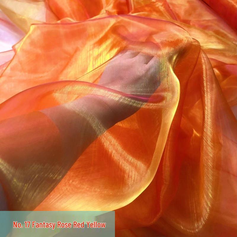 Iridescent Two-Tone Gradient Organza Pearl Gauze for Performance Costumes, Weddings, and Kindergarten Events