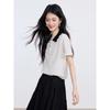 Women's Color Block Polo Collar Short Sleeve T-Shirt