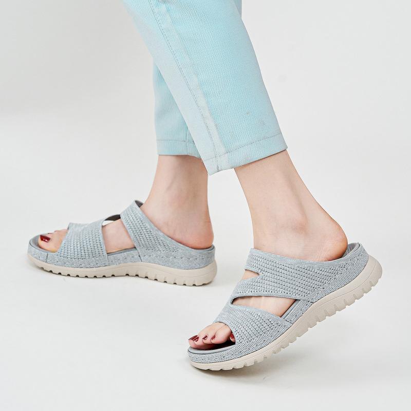 Summer Comfortable European American Sports And Casual Sandals New 2025 Velcro Hollow Thick-Soled Women's Sandals Lightweight