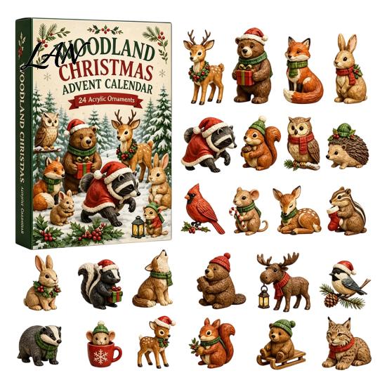 Advent Calendar for Girls 24 Days Christmas Calendar, Forest Animals Countdown Holiday Gift Kids Cute Acrylic Collectible Toys Party Decoration