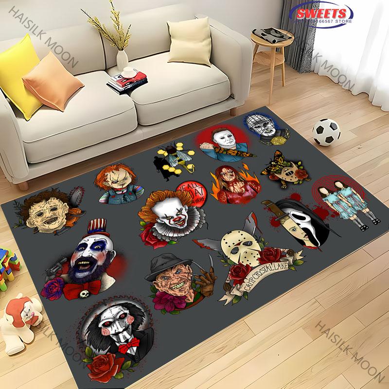 3D Halloween Horror Thriller Theme Carpet Living Room Bedroom Sofa Large Area Decorative Mat Soft Non-slip Four Seasons Rug Gift