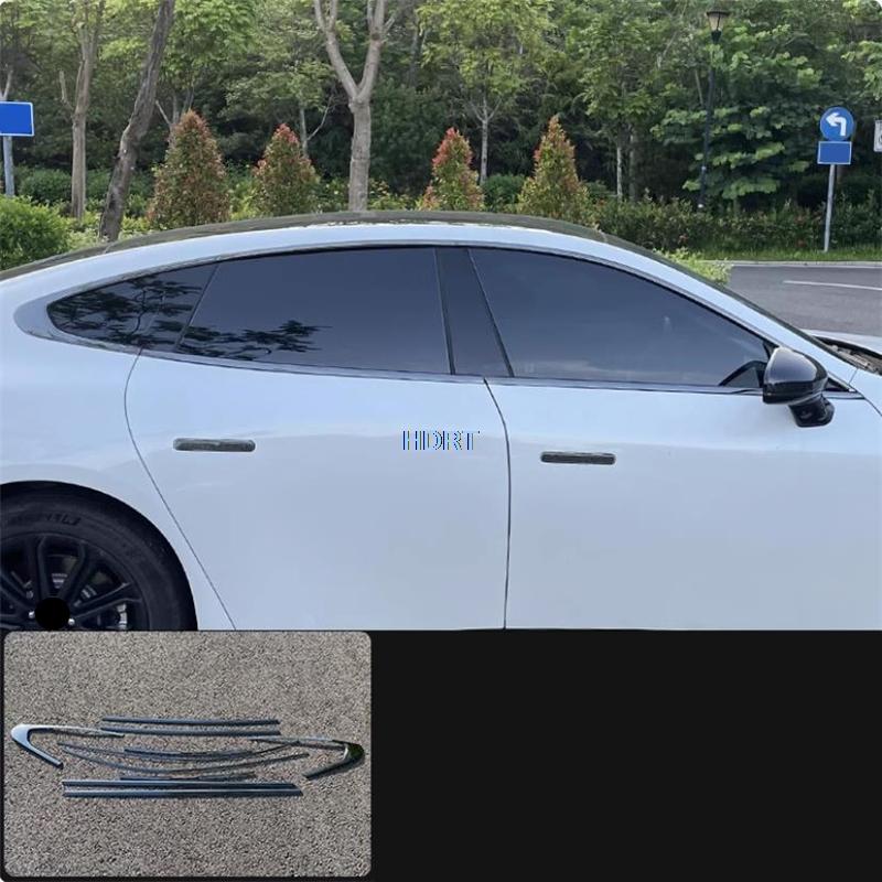 Car Styling Window Frame Sticker For Xpeng P7/P7i  + Exterior Decoration Accessories Door Protector Trim Glass Side Strip Black Titanium