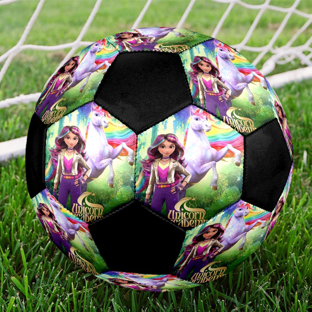 Unicorn Academy Indoor Soccer Ball Colorful Machine Stitched PVC Size 5 Team Training Competition Ready Durable High-Bounce Cool Sports Gift
