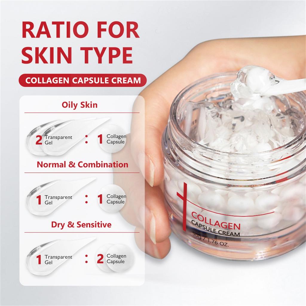 Kollagen Filler Kräm 50g, Återfuktande, Närande och Uppfräschande Kapselkräm, Med Sked.