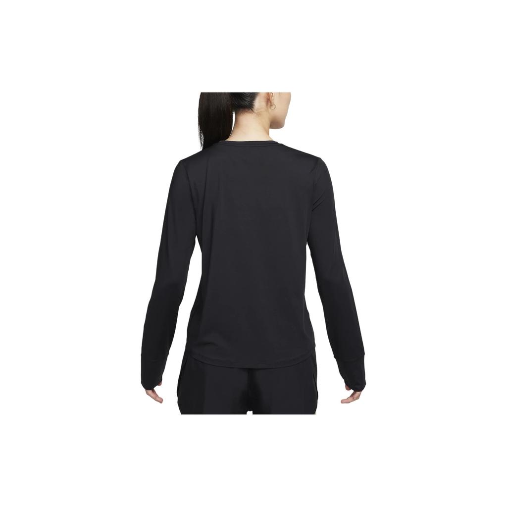 Nike Ensfarget Pullover Rund hals Casual Langermet T-skjorte Dame Topper Svart FN2802-010