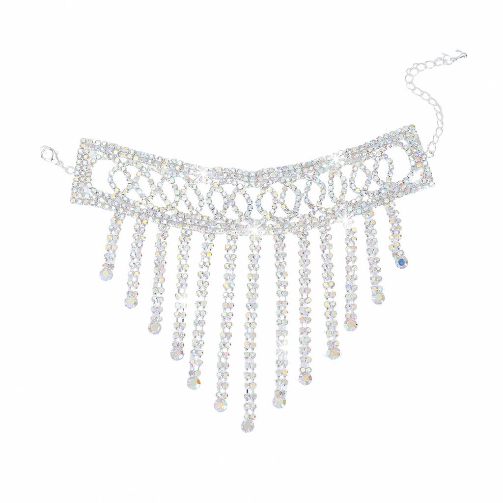 Super Flash Wide Edge Hollow Rhinestone Fringed Bracelet