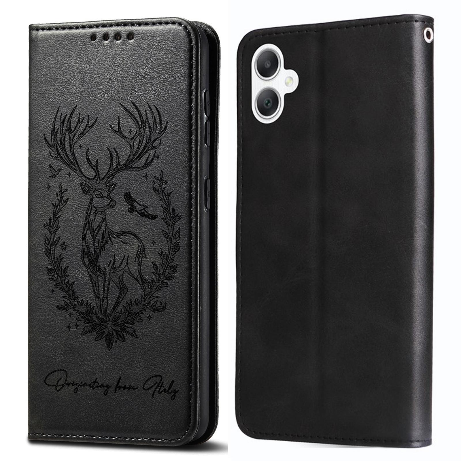 

For Samsung Galaxy A06 4G Stand Case Lucky Deer Imprinted Magnetic Closure Leather Wallet Phone Cover A
