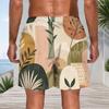 Men Faux Denim Tie Dye Patchwork Beach Shorts Elastic Drawstring Waist Casual Quick Dry Swim Trunks With Pockets For Summer Surfing Vacation